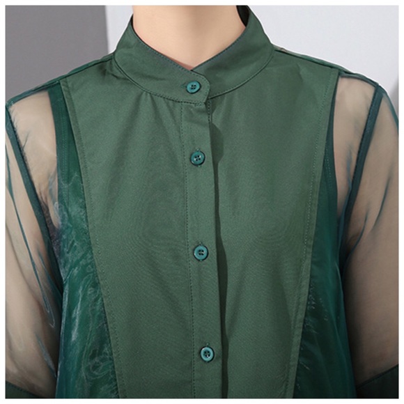 Green Sheer Fun Asymmetrical Swing Dress - Picture 7 of 8